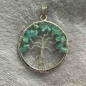 Turquoise stone tree pendant